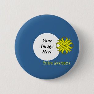 Yellow Clover Ribbon Template by Kenneth Yoncich 2 Inch Round Button