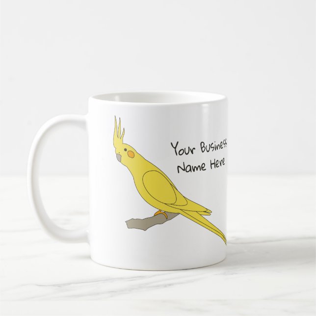 Yellow Cockatiel Bird mug, Custom Coffee Mug (Left)