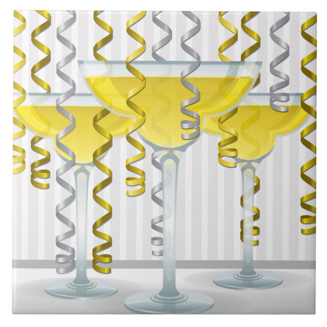 Yellow cocktail and ribbon tile (Front)