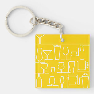 Yellow cocktail party keychain