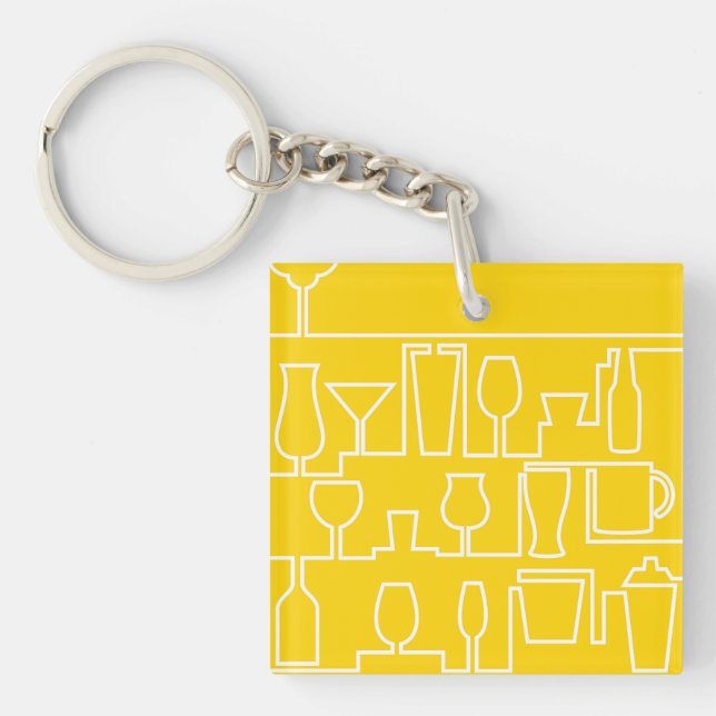 Yellow cocktail party keychain (Front)