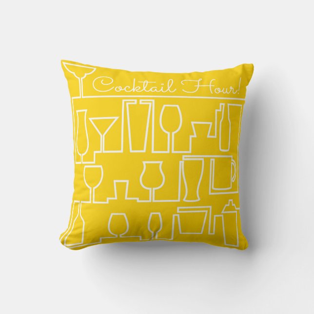 Yellow cocktail party throw pillow (Front)