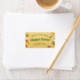 Yellow colorful  Easter BRUNCH & HUNT Label