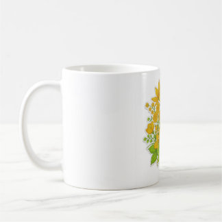 Yellow colour flower design art coffee mug