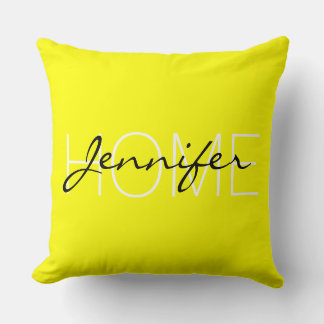 Yellow colour home monogram throw pillow