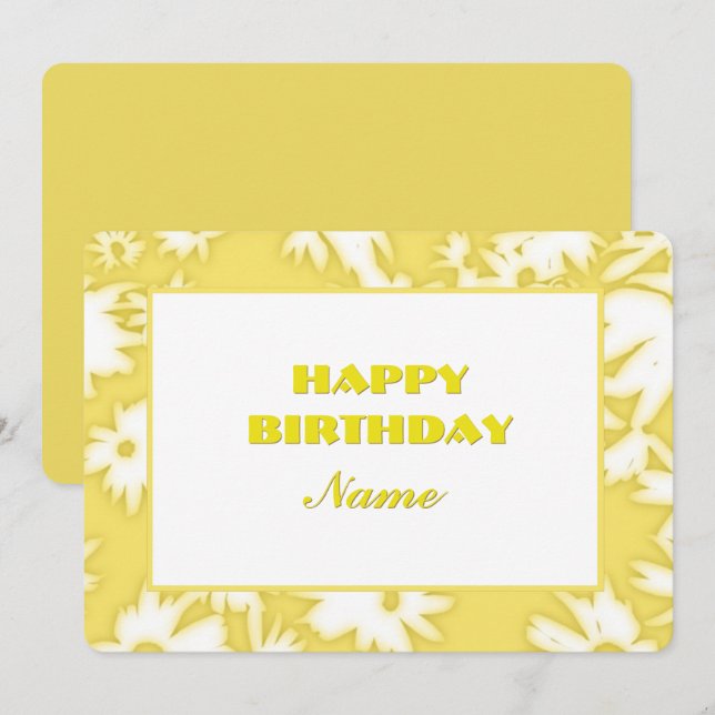 Yellow Colour Me Daisies Birthday Card (Front/Back)