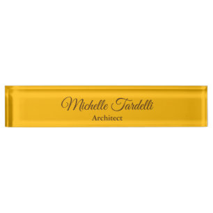 Yellow Colour Minimalist Modern Script Calligraphy Nameplate