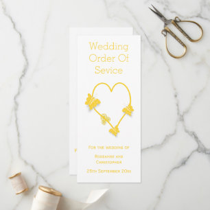 Yellow Coloured Butterfly Heart Wedding Program