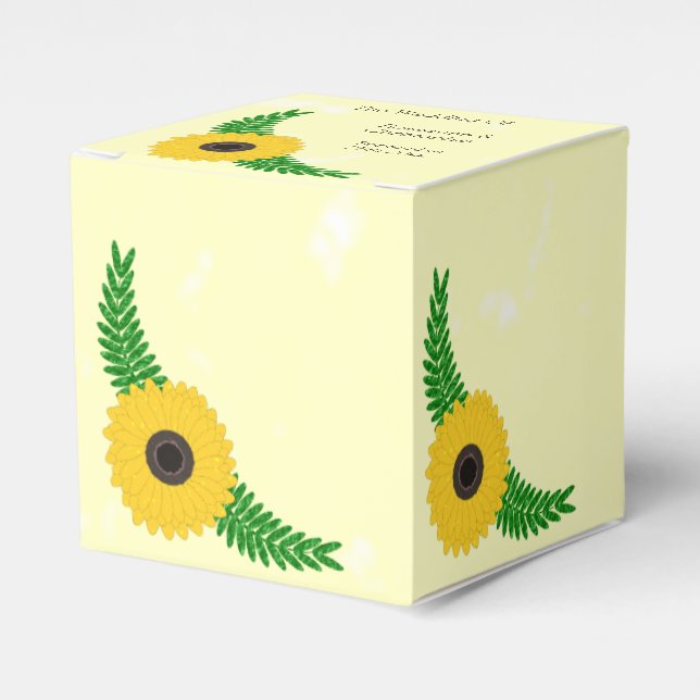 Yellow Coloured Sunflower Design Wedding Favor Box (Front Side)