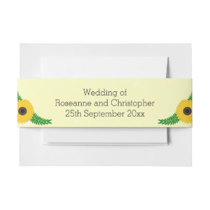Yellow Coloured Sunflower Design Wedding Invitation Belly Band