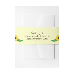 Yellow Coloured Sunflower Design Wedding Invitation Belly Band