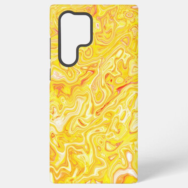 Yellow Colourful Abstract Marble Texture Liquid Samsung Galaxy S22 Ultra Case (Back)