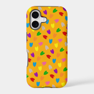 Yellow Colourful Love Hearts Pattern 