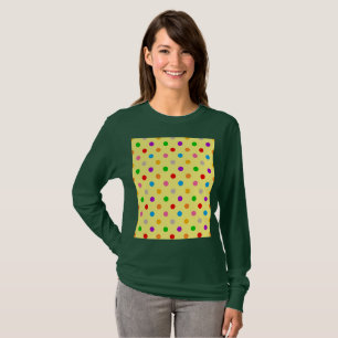 Yellow Colourful Rainbow Polka Dots Design  T-Shirt