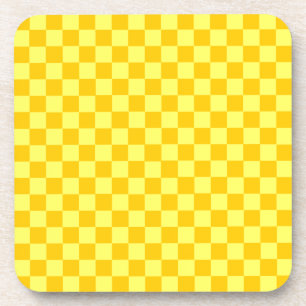 Yellow Combination Checkerboard by ShirleyTaylor Coaster