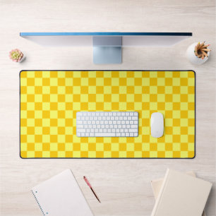 Yellow Combination Chequerboard by ShirleyTaylor Desk Mat