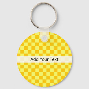Yellow Combination Chequerboard by ShirleyTaylor Keychain