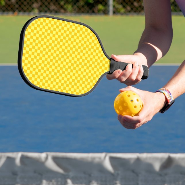 Yellow Combination  Chequerboard by ShirleyTaylor Pickleball Paddle (Insitu)