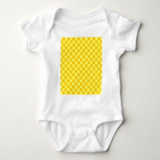 Yellow Combination Classic Chequerboard Baby Bodysuit (Front)