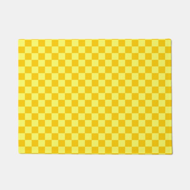 Yellow Combination Classic Chequerboard Doormat (Front)