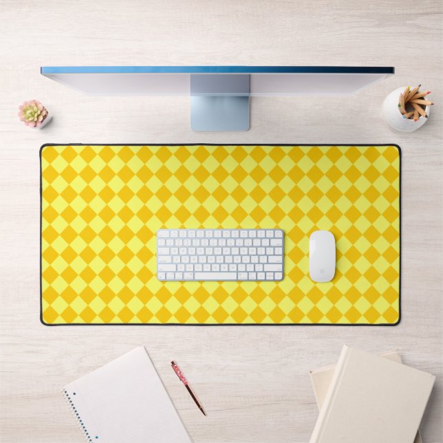 Yellow Combination Diamond Pattern by STaylor Desk Mat (Office 1)