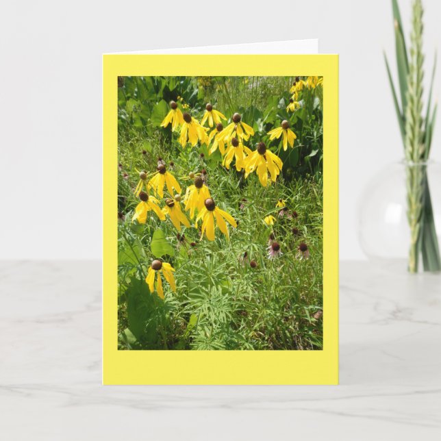 Yellow Coneflower II Blank Note Card (Front)