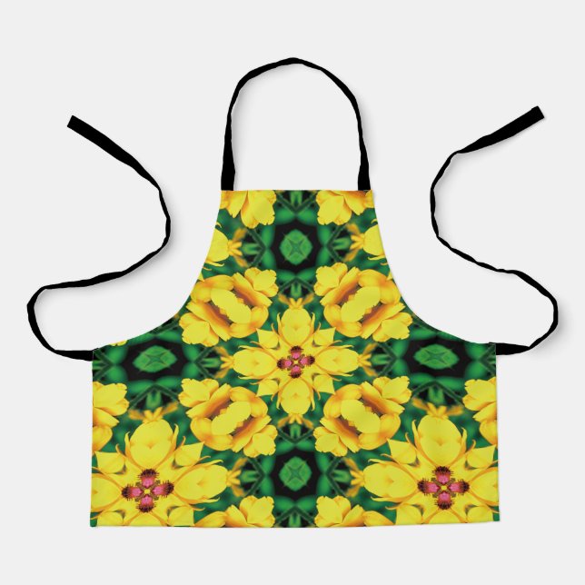 Yellow Coneflower Pattern Apron (Front)