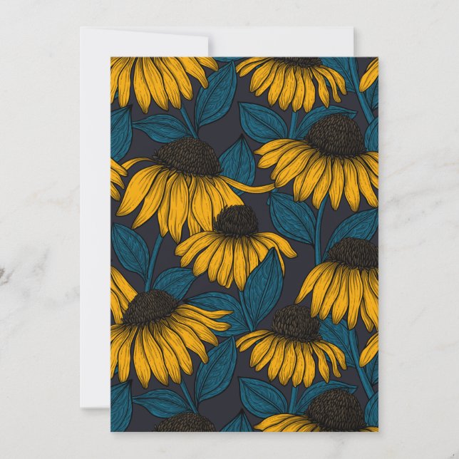 Yellow coneflowers on dark blue (Front)