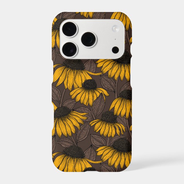 Yellow coneflowers on dark brown (Back)