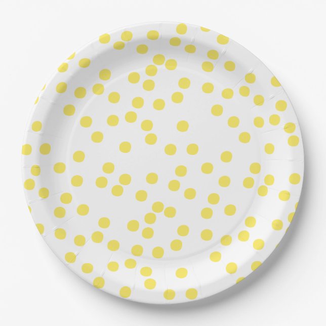 Yellow Confetti / Polkadots Paper Plate (Front)