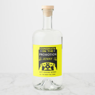 Yellow Congratulations On The Job Promotion Liquor Bottle Label