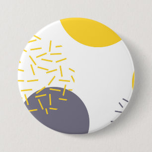 Yellow, cool, modern, trendy geometric art 3 inch round button