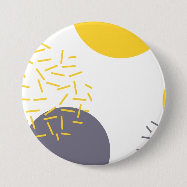 Yellow, cool, modern, trendy geometric art 3 inch round button (Front)