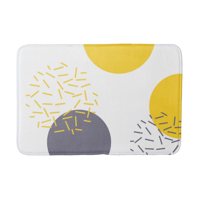 Yellow, cool, modern, trendy geometric art bath mat (Front)