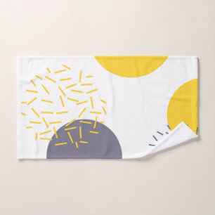 Yellow, cool, modern, trendy geometric art hand towel
