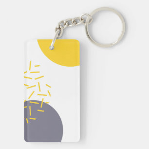 Yellow, cool, modern, trendy geometric art keychain