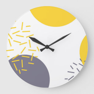 Yellow, cool, modern, trendy geometric art large c clock