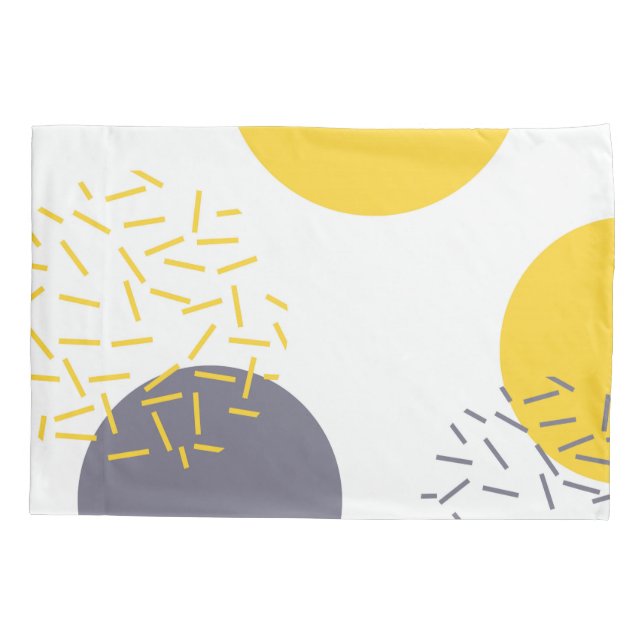 Yellow, cool, modern, trendy geometric art pillowcase (Back)
