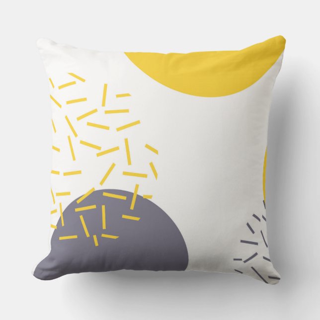 Yellow, cool, modern, trendy geometric art throw pillow (Front)