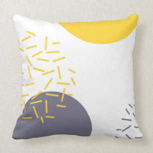 Yellow, cool, modern, trendy geometric art throw pillow
