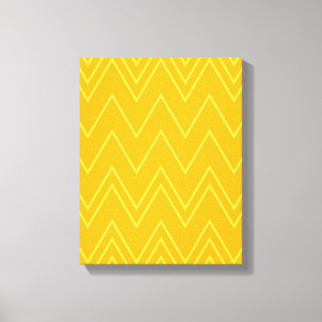 Yellow, cool, trendy, modern, urban zigzag pattern canvas print (Front)