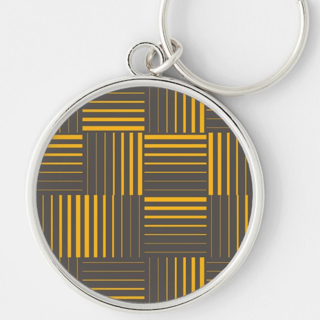 Yellow, cool, unique, trendy, modern lines keychain (Front)