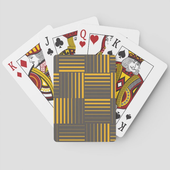 Yellow, cool, unique, trendy, modern lines playing cards (Back)