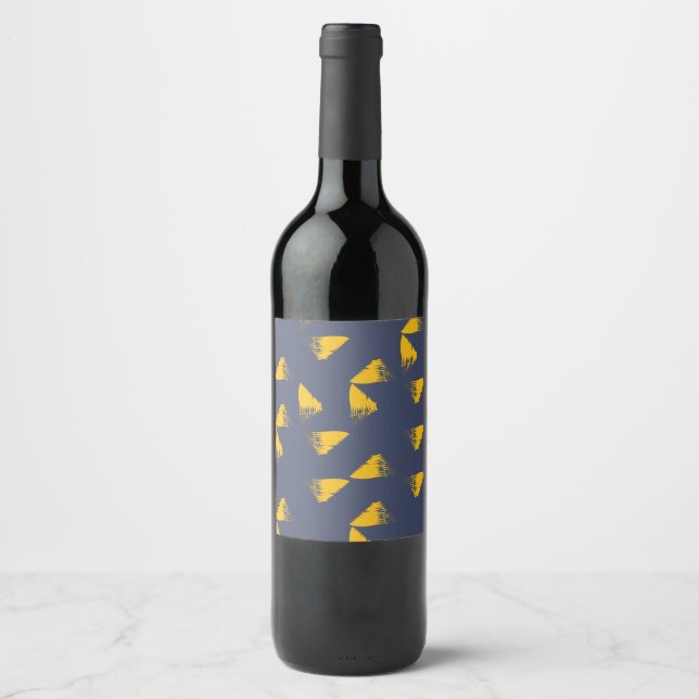 Yellow, cool, unique, trendy triangles wine label (Front)