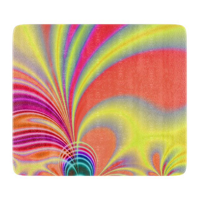 Yellow Coral Fractal Art Cutting Board (Front)