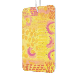 Yellow Coral Moon Abstract Painting Air Freshener