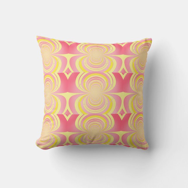 Yellow Coral Spiral Pattern Throw Pillow (Front)
