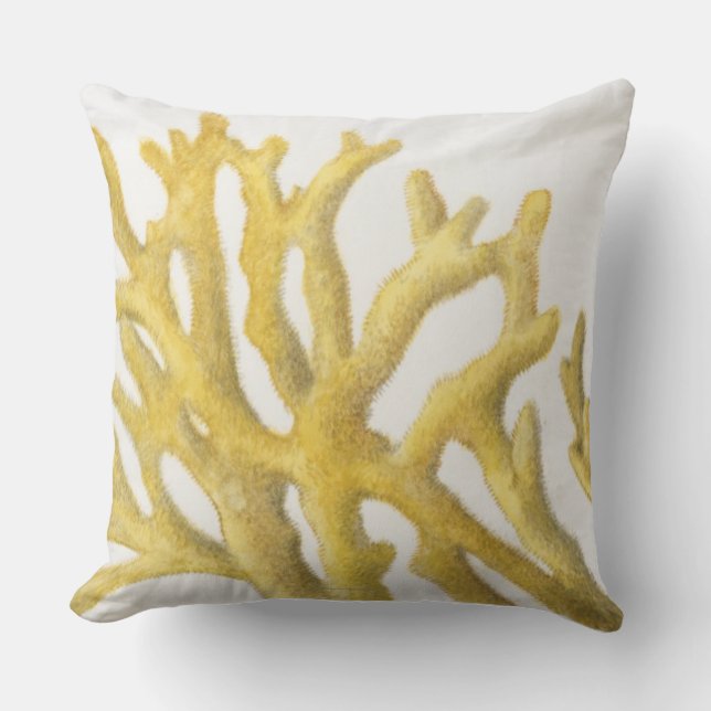 Yellow Coral Throw Pillow (Front)