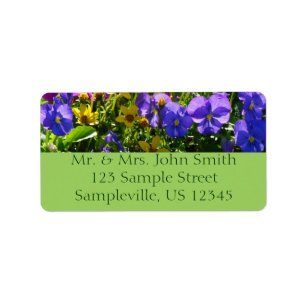 Yellow Coreopsis and Purple Violas Colourful Flora Label