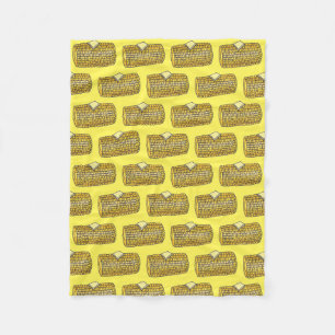 Yellow Corn on the Cob Butter Picnic Food Corncob Fleece Blanket